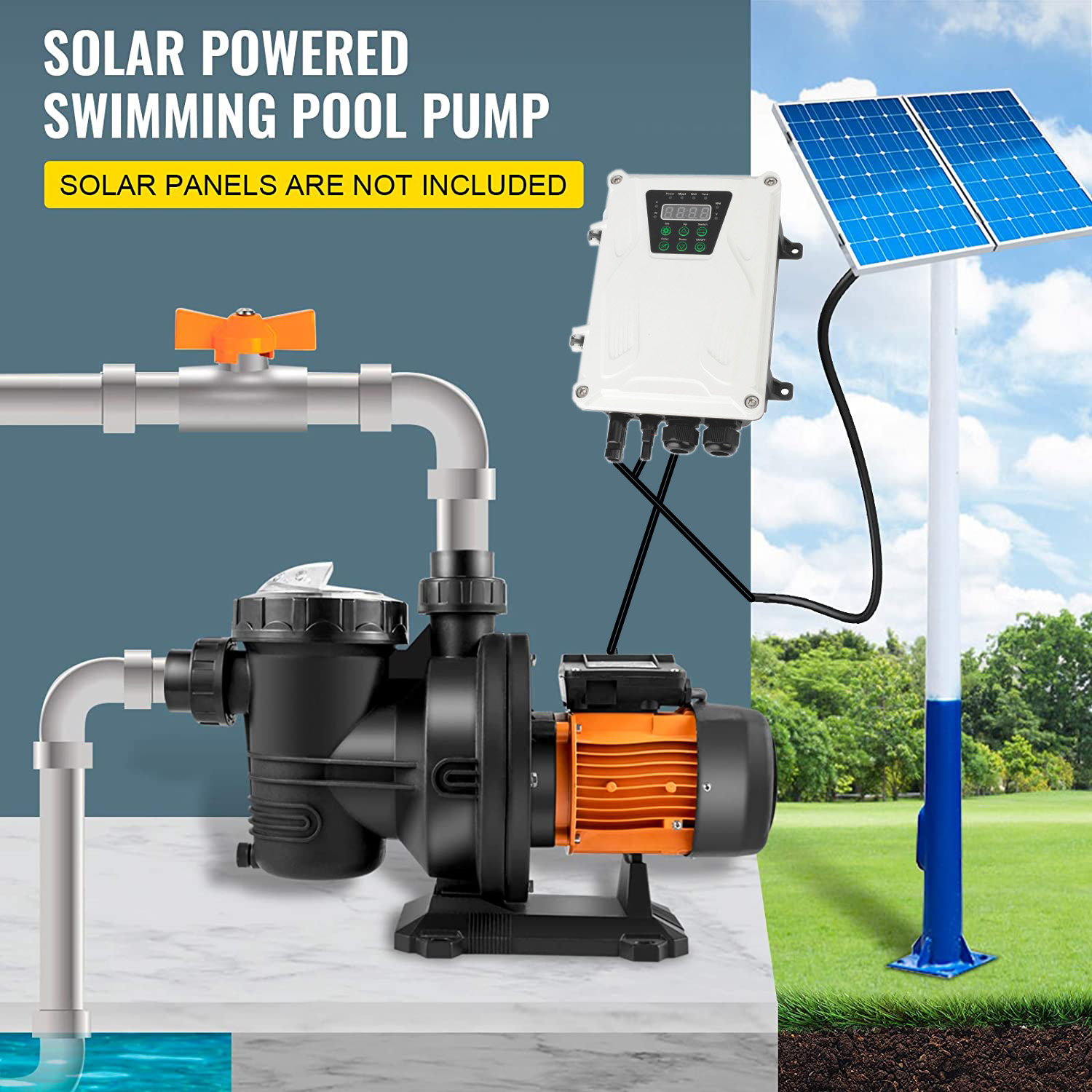 Solar Pool Pump Kit - 2HP 1500W Solar Pool Booster Pumpe