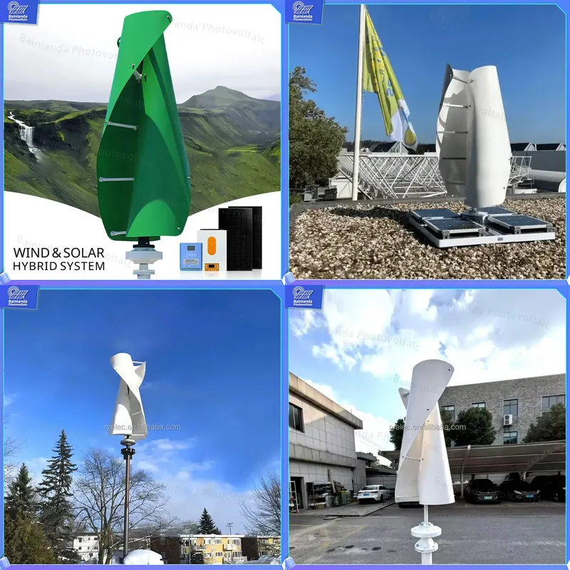 Wind Solar Hybrid Kit - 5kW 10kW Hybrid-Solar-Windturbinen-System Vertikalachsen-Spiralwindgenerator 12V 24V